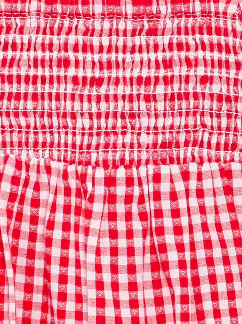 Tutina corta Vichy con volant Rosso - Kiabi