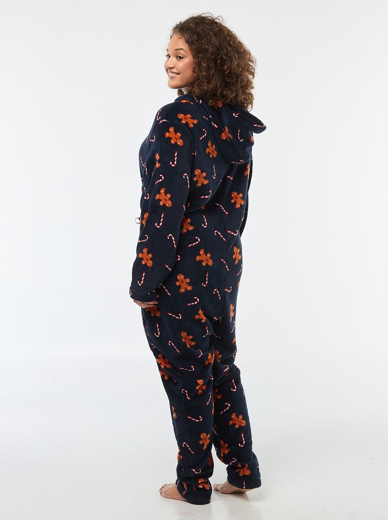 Tutina da notte in pile 'Natale' con motivo - 2 pezzi Blu - Kiabi