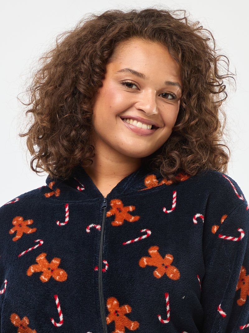 Tutina da notte in pile 'Natale' con motivo - 2 pezzi Blu - Kiabi