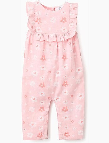 Tutina floreale in cotone con volant