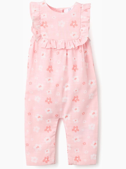 Tutina floreale in cotone con volant - Kiabi