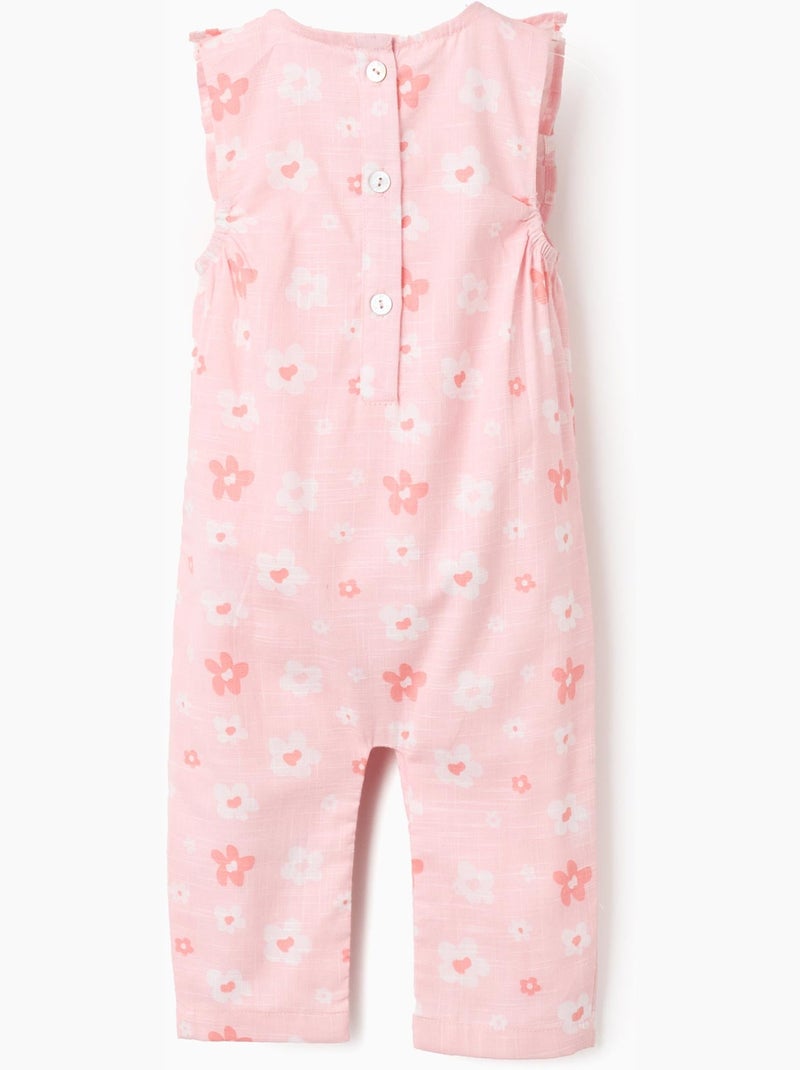 Tutina floreale in cotone con volant Rosa chiaro - Kiabi