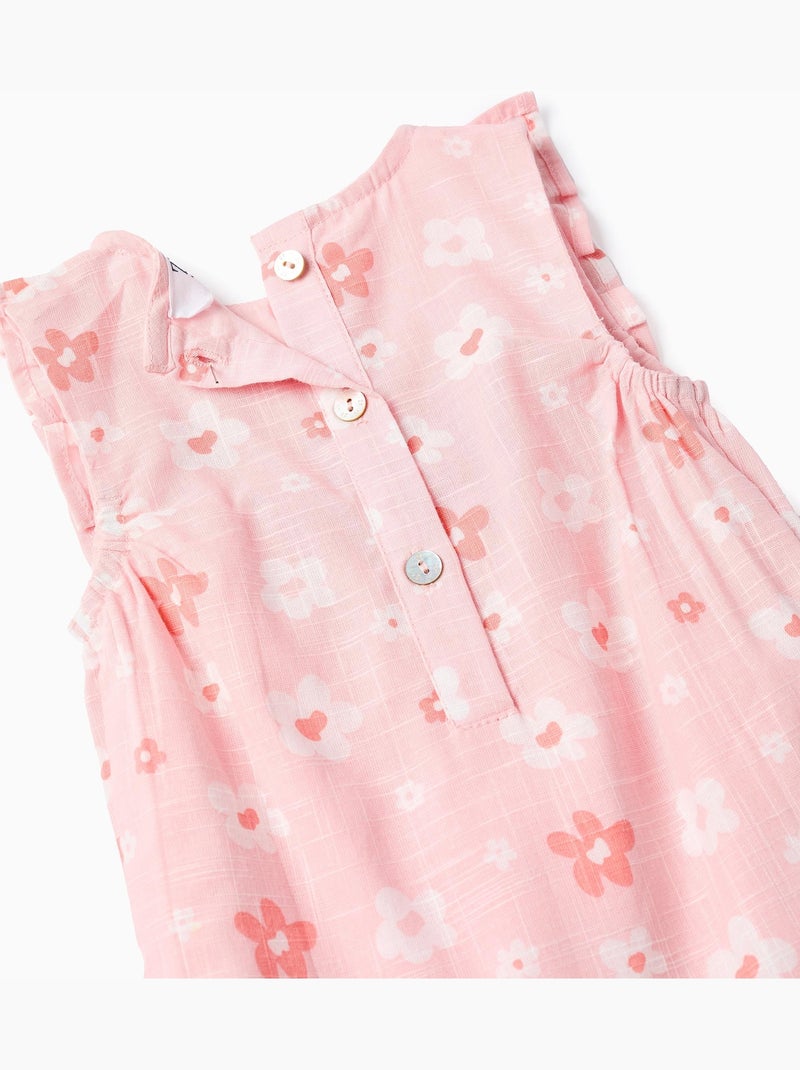 Tutina floreale in cotone con volant Rosa chiaro - Kiabi