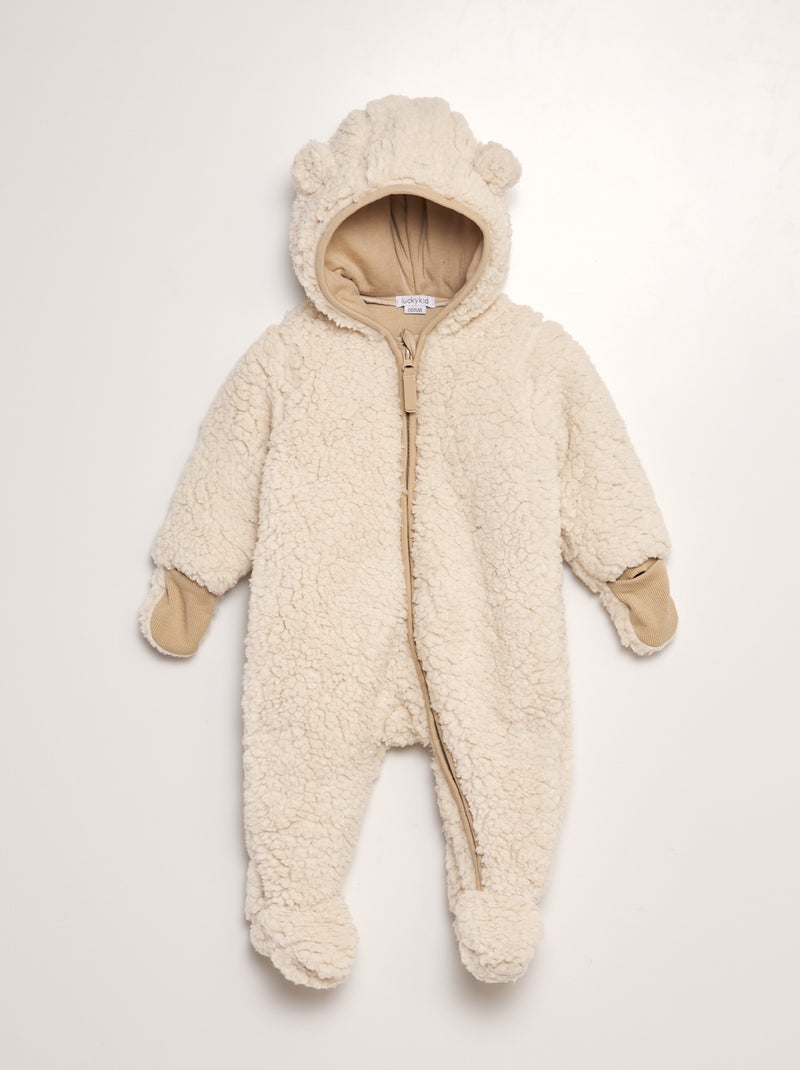 Tutina imbottita in sherpa con muffole BEIGE - Kiabi