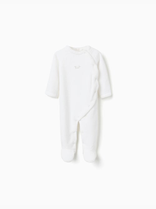 Tutina in coral fleece con ricamo sul petto - Kiabi