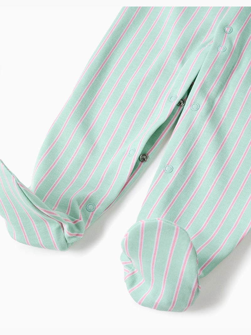 Tutina in cotone a righe Verde chiaro - Kiabi
