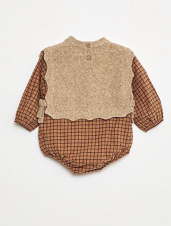Tutina in cotone con maglioncino in lana