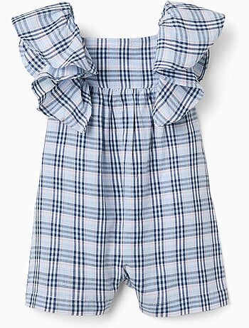 Tutina in cotone con motivo a quadri b&s