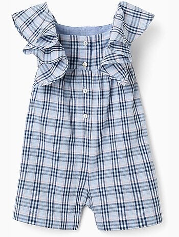 Tutina in cotone con motivo a quadri b&s