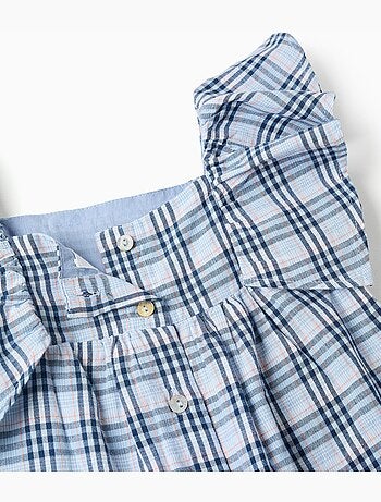 Tutina in cotone con motivo a quadri b&s