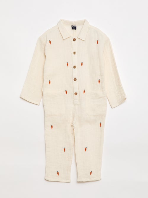 Tutina in cotone con motivo all-over - Kiabi