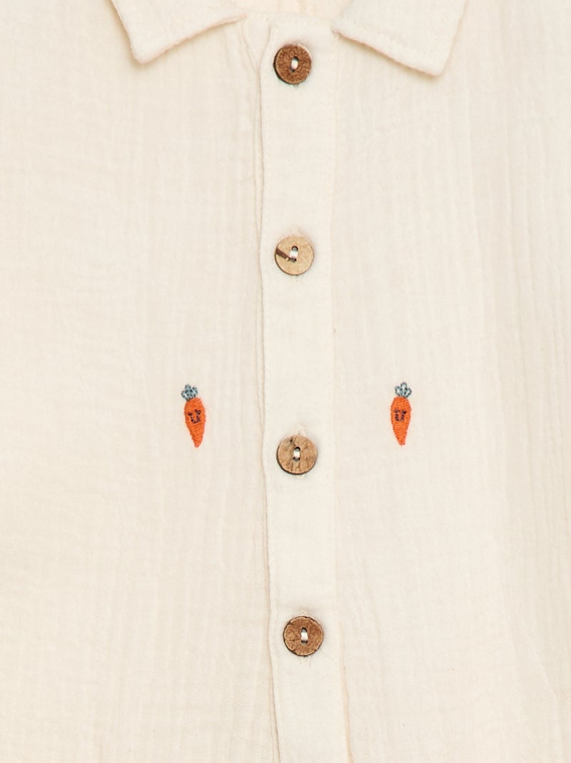 Tutina in cotone con motivo all-over Bianco - Kiabi