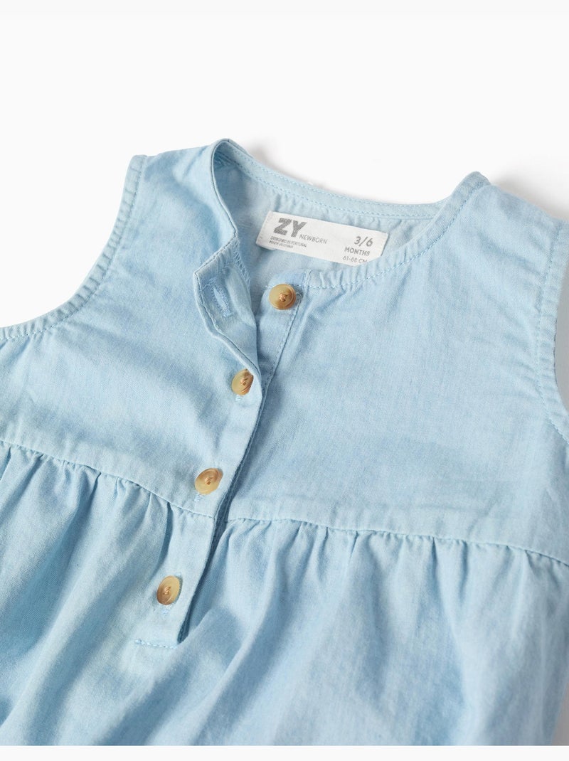 Tutina in denim di cotone senza maniche Blu chiaro - Kiabi