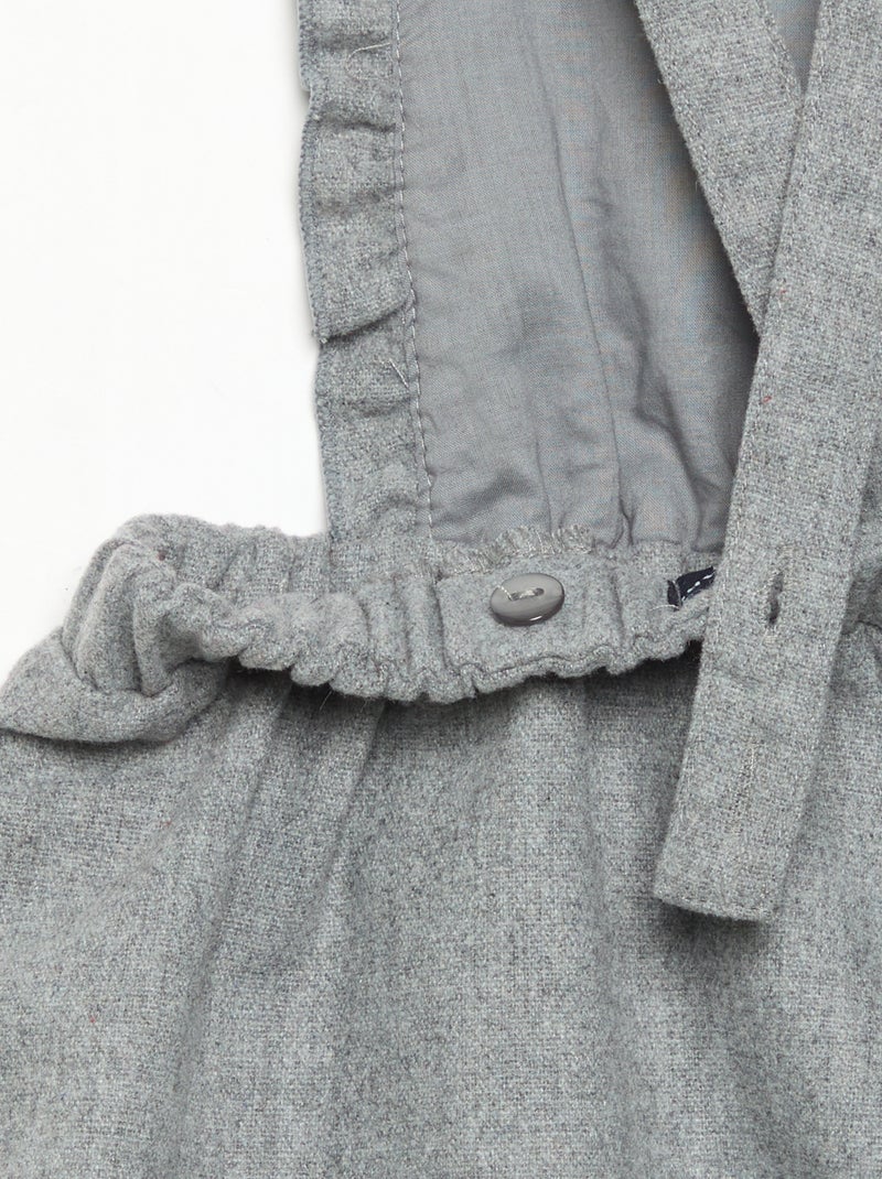 Tutina in flanella con bretelle Grigio - Kiabi