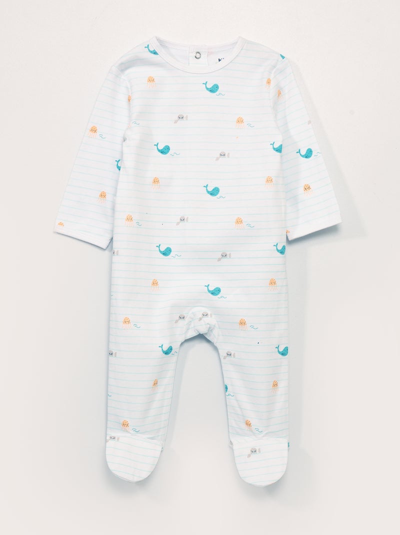 Tutina in jersey con stampa BIANCO - Kiabi