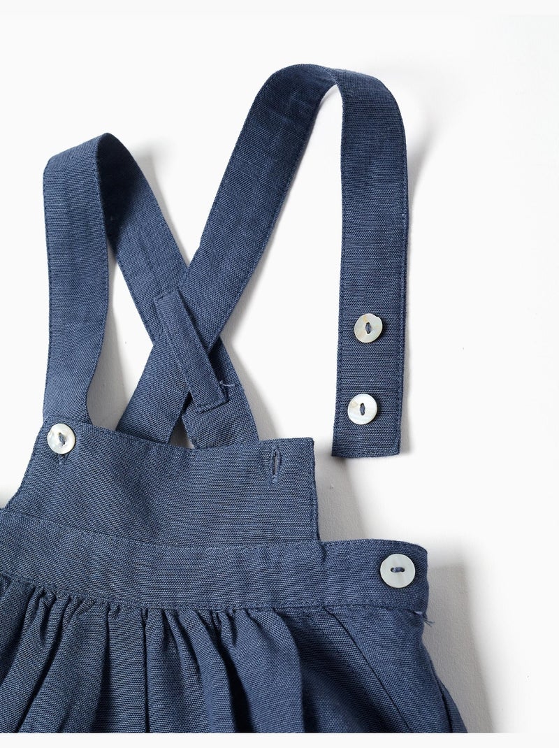 Tutina in lino con bretelle regolabili You&Me Blu Blu - Kiabi