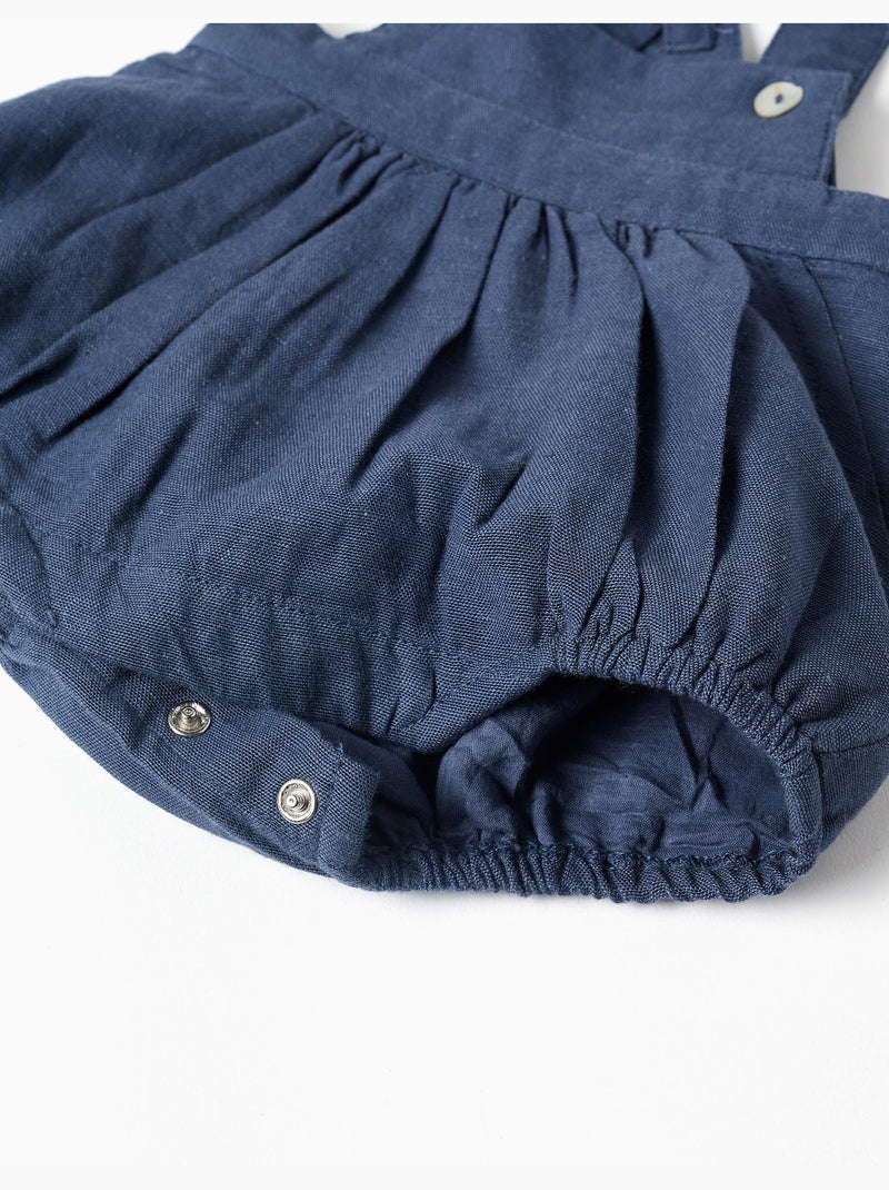 Tutina in lino con bretelle regolabili You&Me Blu Blu - Kiabi