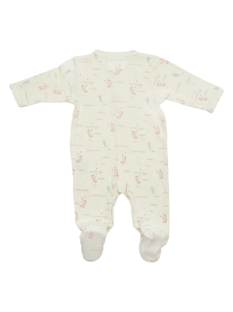 Tutina in maglia a costine di cotone Bianco Beige - Kiabi
