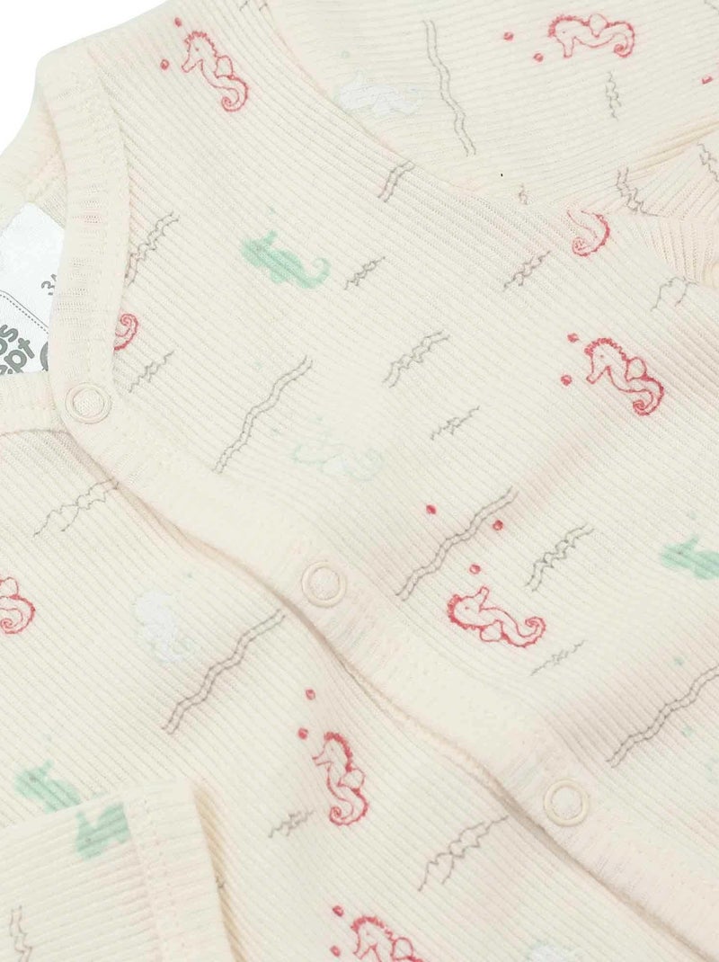 Tutina in maglia a costine di cotone Bianco Beige - Kiabi