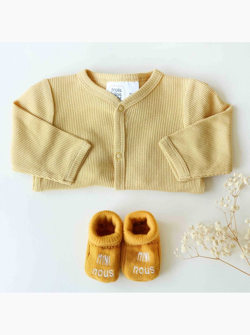 Tutina in maglia a costine di cotone Giallo oro - Kiabi