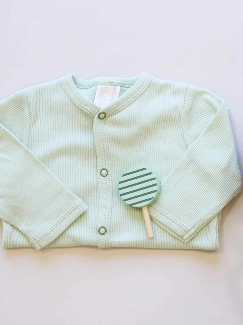 Tutina in maglia a costine di cotone Verde - Kiabi