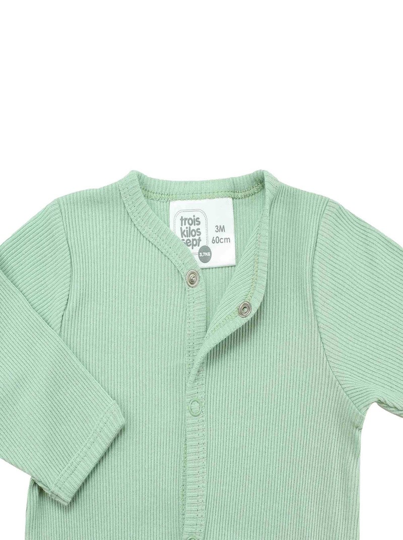 Tutina in maglia a costine di cotone Verde - Kiabi