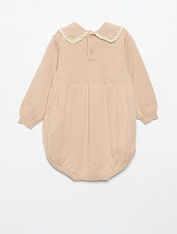 Tutina in maglia con colletto e tasche fantasia