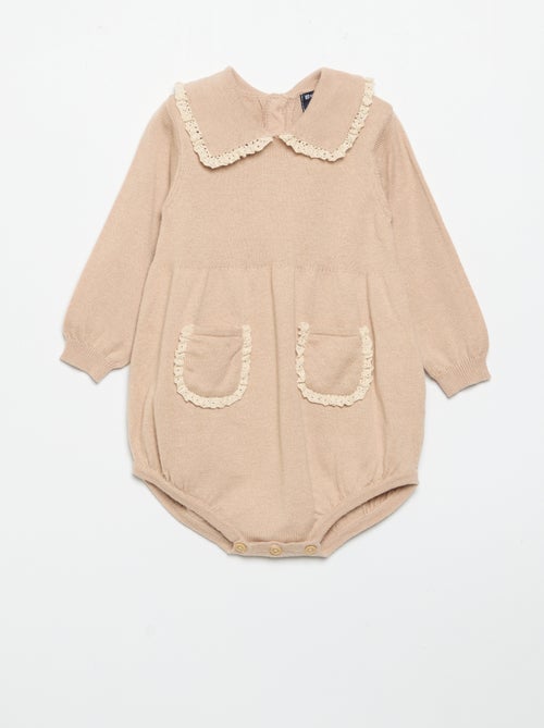 Tutina in maglia con colletto e tasche fantasia - Kiabi