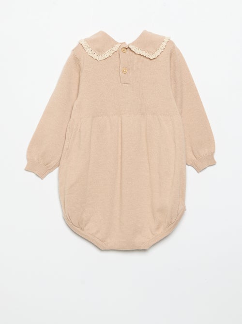 Tutina in maglia con colletto e tasche fantasia - Kiabi