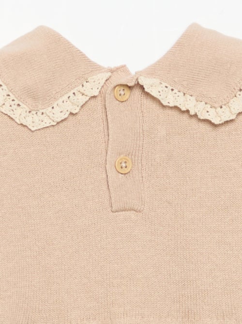 Tutina in maglia con colletto e tasche fantasia - Kiabi