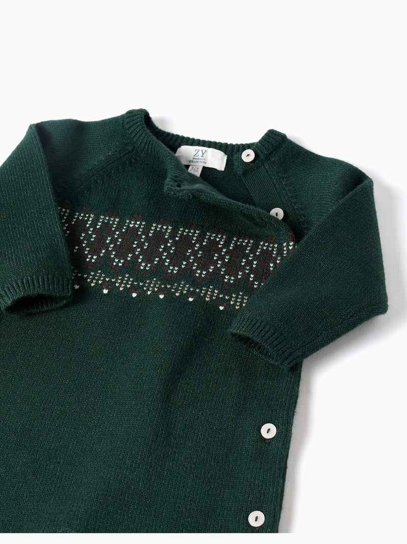 Tutina in maglia con jacquard Verde scuro - Kiabi
