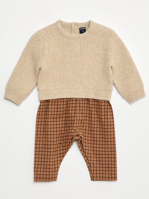 Tutina in maglia e flanella - Kiabi