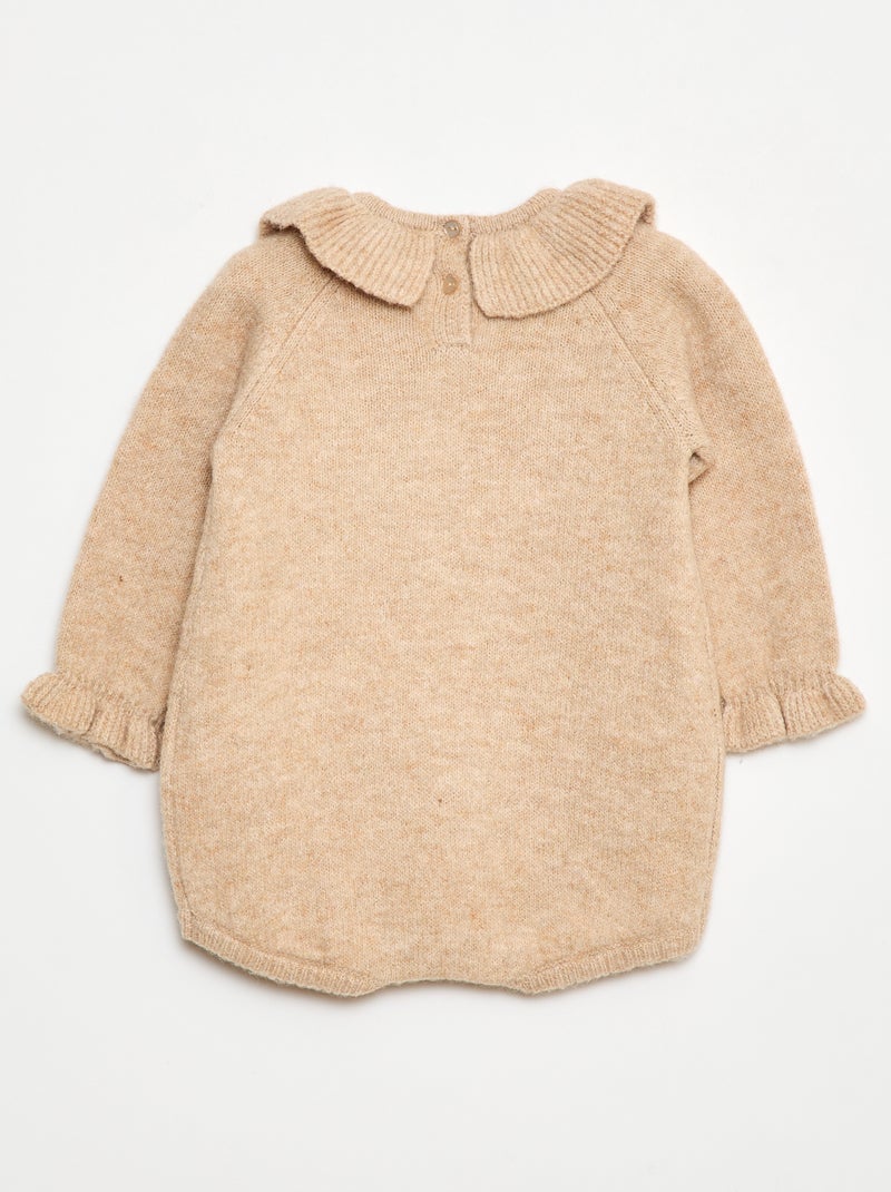 Tutina in maglia ricamata Beige - Kiabi