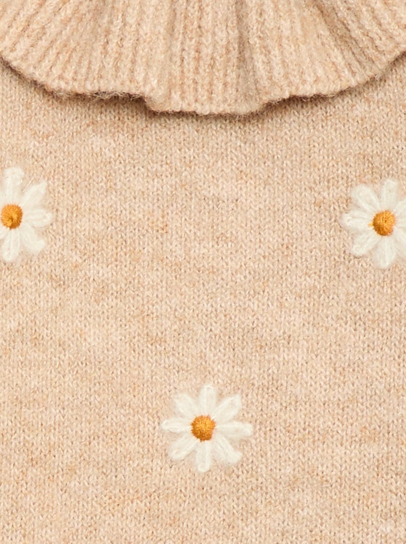 Tutina in maglia ricamata Beige - Kiabi