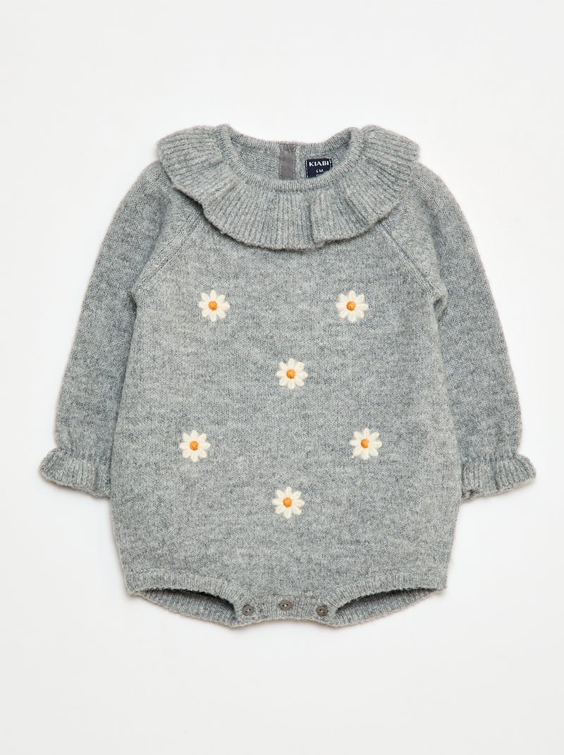 Tutina in maglia ricamata Grigio - Kiabi