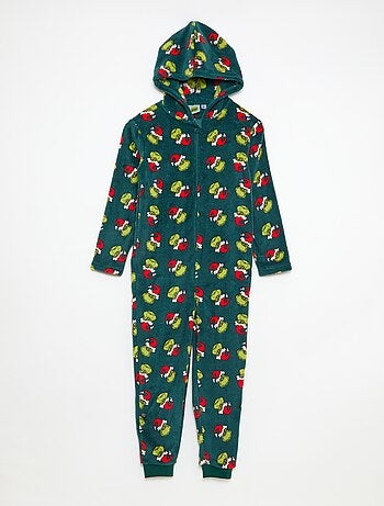 Tutina in pile 'Natale' con cappuccio