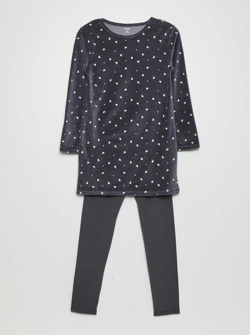 Tutina in velluto - 2 pezzi NERO - Kiabi