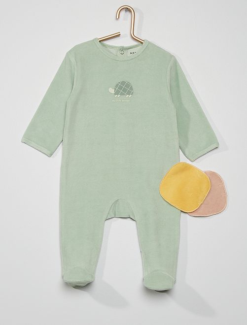 Tutina in velluto + 2 salviettine riutilizzabili - VERDE - Kiabi - 9.00€