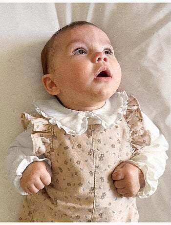 Tutina in velluto a coste con motivo floreale