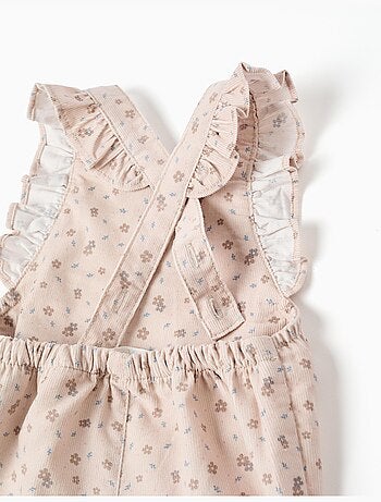 Tutina in velluto a coste con motivo floreale