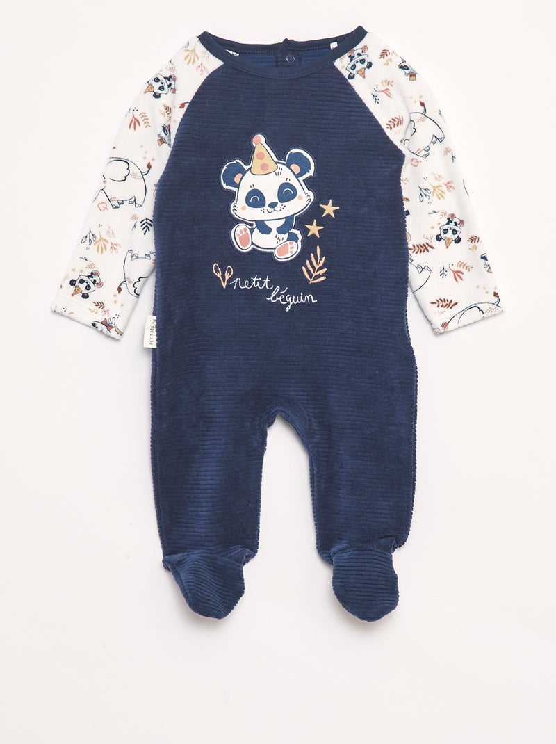 Tutina in velluto a coste con piedini Beige - Kiabi
