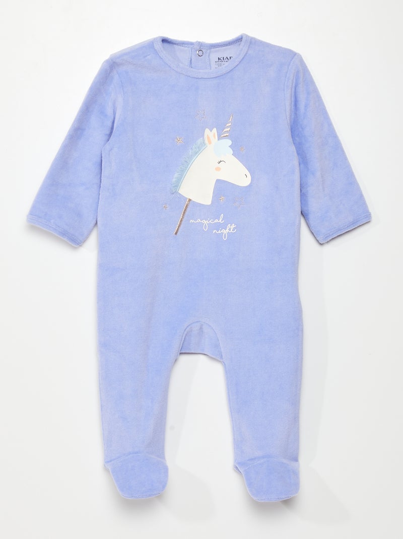 Tutina in velluto Azzurro/Unicorno - Kiabi