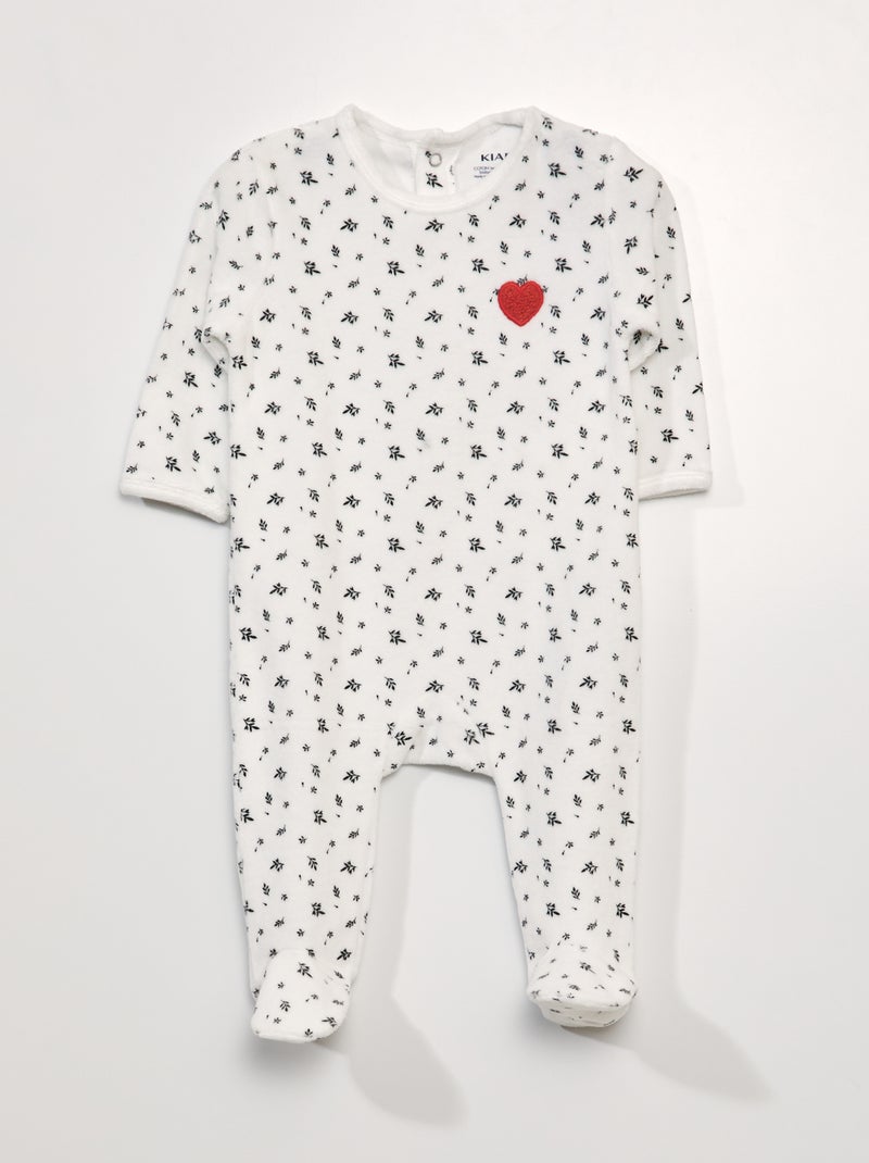 Tutina in velluto Bianco/Foglie - Kiabi