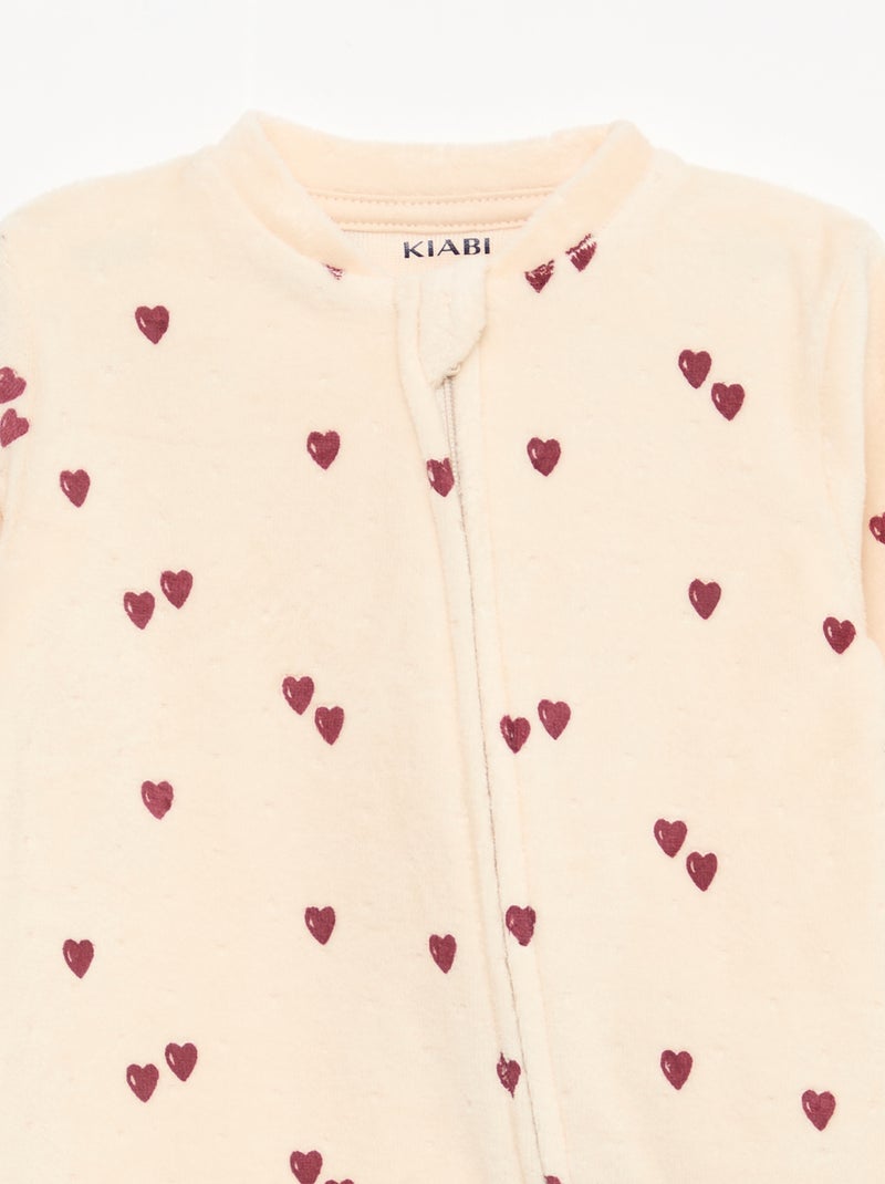 Tutina in velluto con apertura a zip Bianco - Kiabi