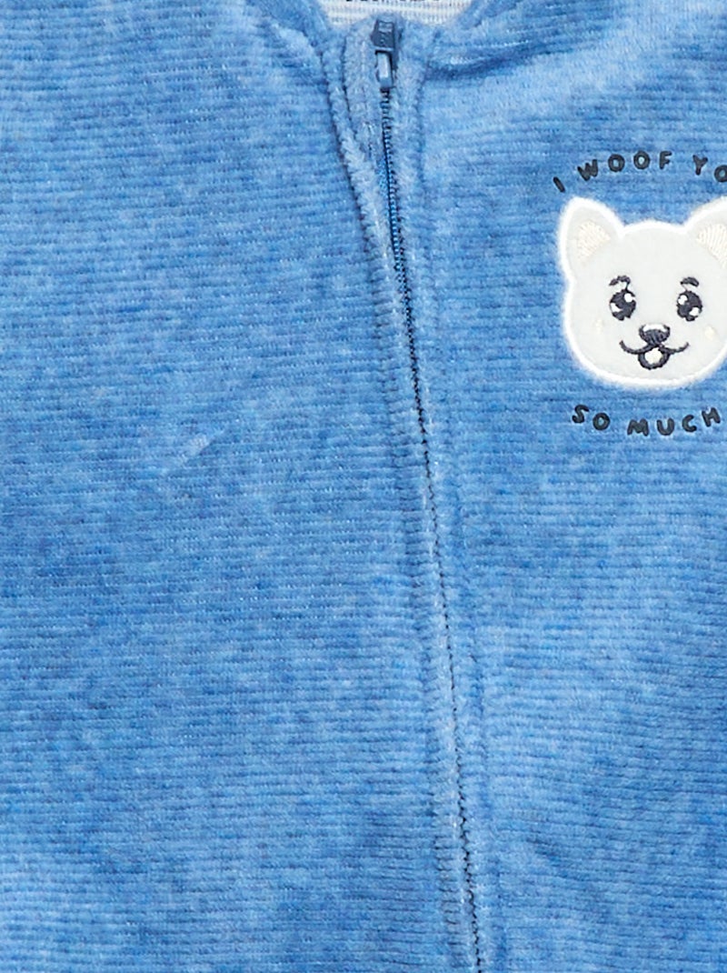 Tutina in velluto con apertura a zip Blu - Kiabi