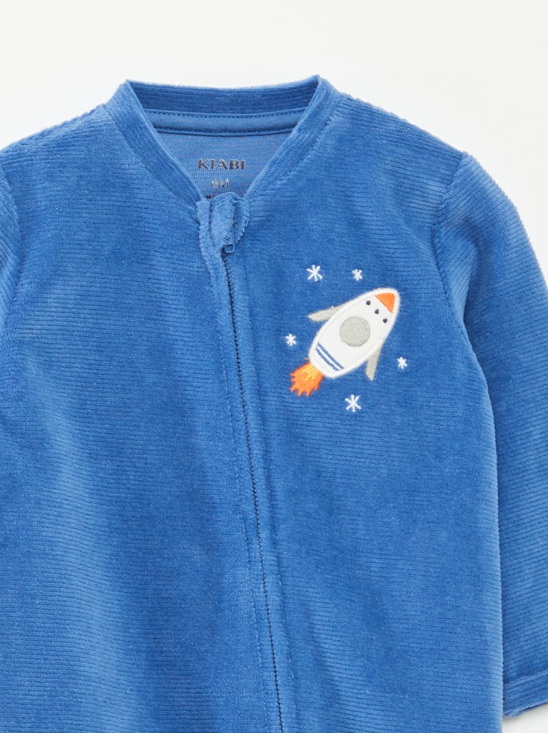 Tutina in velluto con apertura a zip Blu - Kiabi