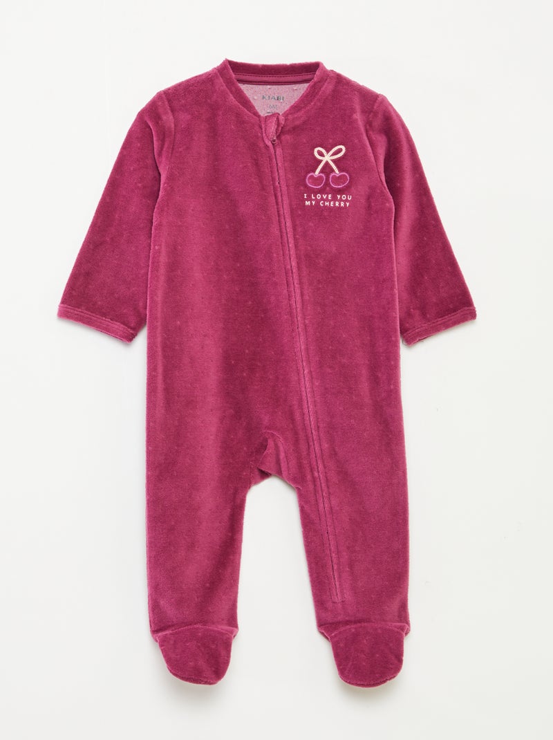 Tutina in velluto con apertura a zip Rosa - Kiabi