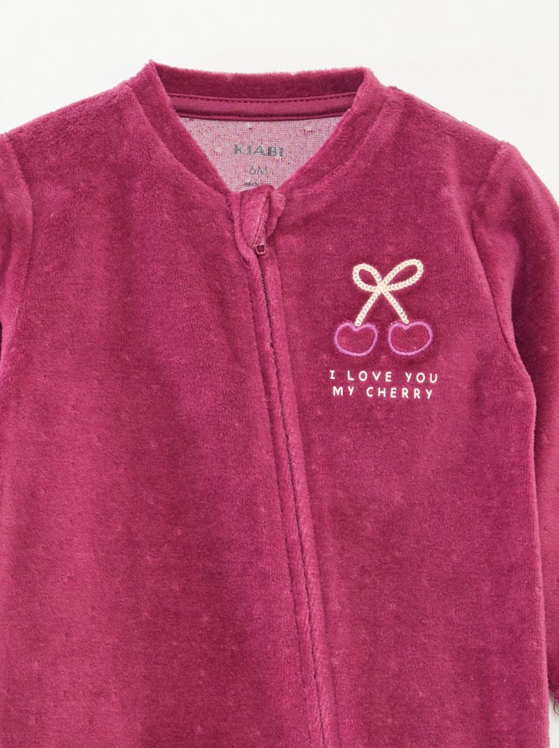 Tutina in velluto con apertura a zip Rosa - Kiabi