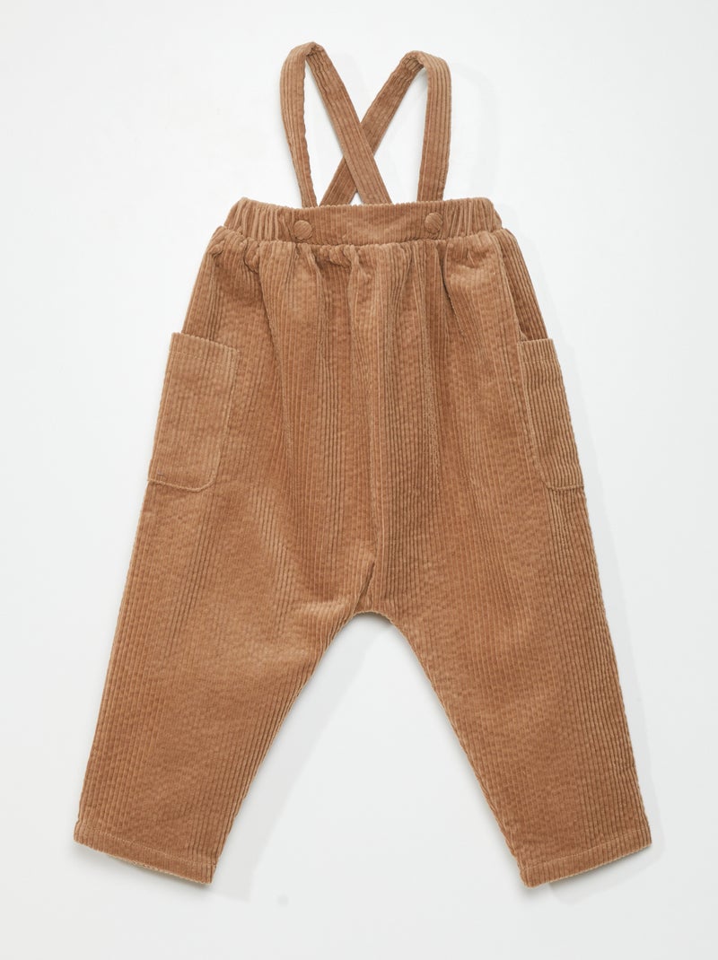 Tutina in velluto con bretelle - Sempre + praticità BEIGE - Kiabi