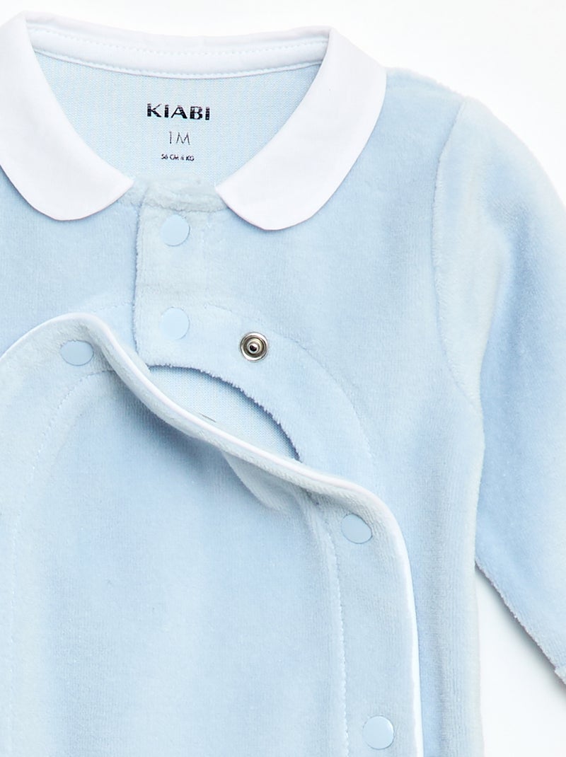 Tutina in velluto con colletto claudine Blu - Kiabi